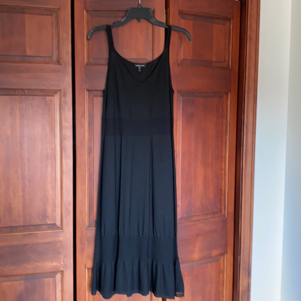 Eileen Fisher black knit dress/w slip. Size M